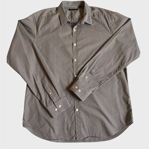 Theory Zack PS Galazzo Button Down Shirt Men's XL Black White Mini Check Preppy